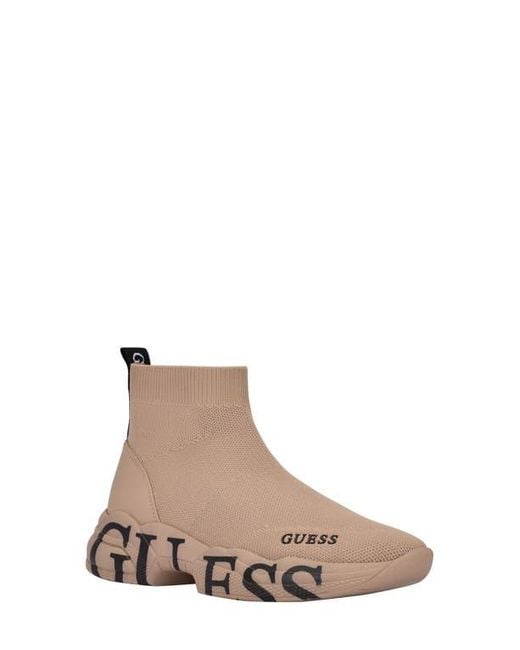 Guess Brown Pause High Top Sock Sneaker