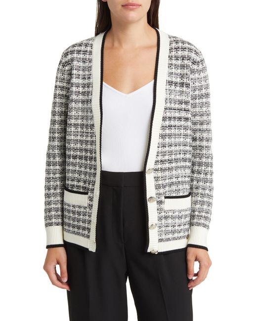 Ted Baker Gray Carmein Marled Check Cardigan