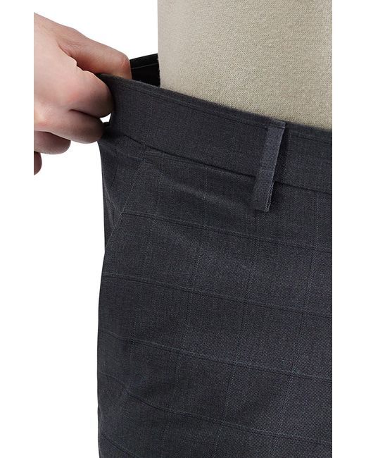 Kenneth Cole Black Slim Fit Sharkskin Windowpane Dress Pants for men