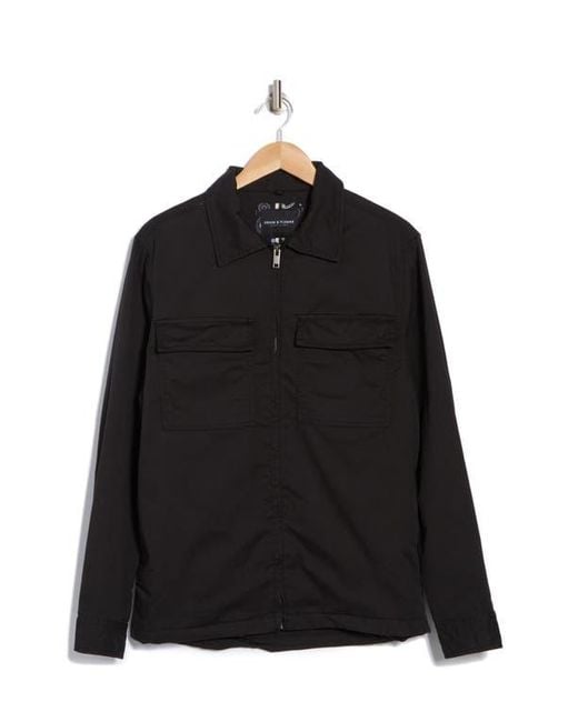 Denim and Flower Black Twill Zip Shacket for men