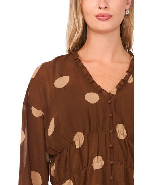 Parker Blue Shirred Waist Button-Up Top