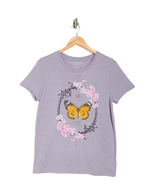 Lucky Brand Purple Butterfly Graphic T-shirt