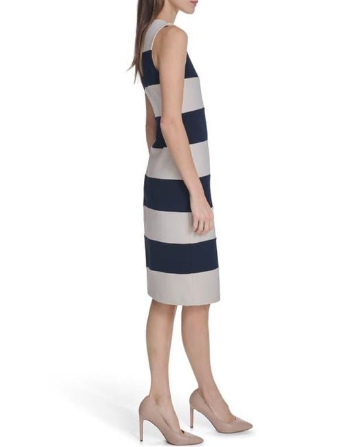 Calvin Klein Blue Stripe Sleeveless Sheath Dress