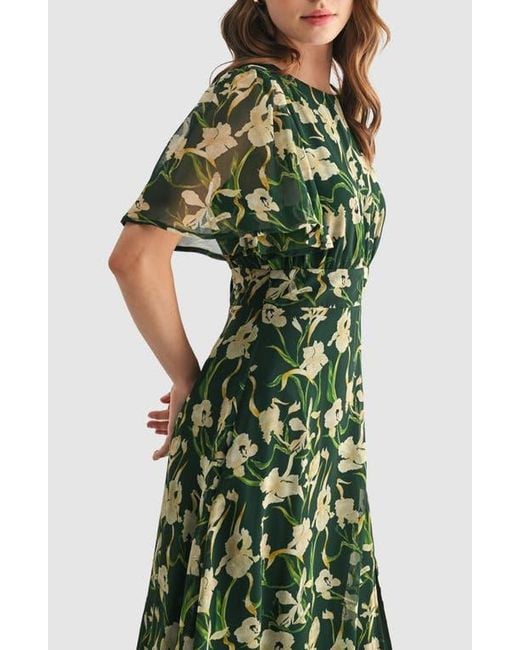 Lush Floral Short Sleeve Chiffon Midi Dress in Green | Lyst Lush Floral Short Sleeve Chiffon Midi Dress in Green | Lyst