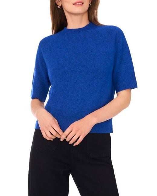 Vince Camuto Blue Crewneck Short Sleeve Sweater