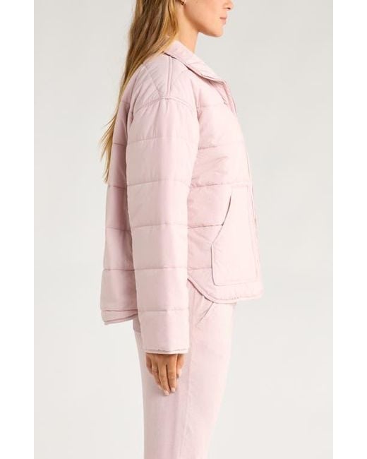 Zella Pink Quilted Packable Jacket