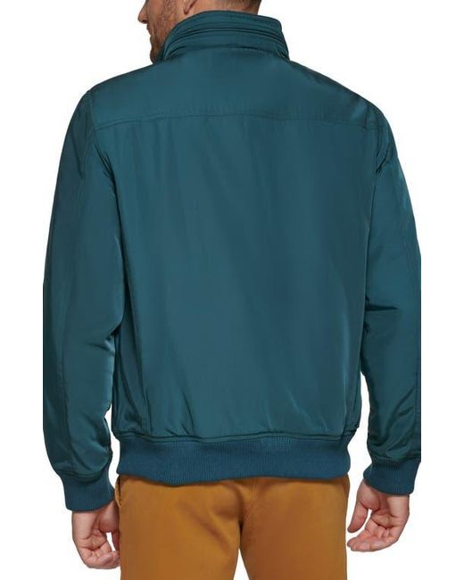 Dockers Blue Quilted Bomber Jacket with Packable Hood for men
