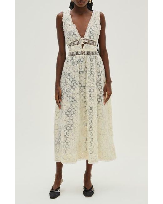 For Love & Lemons Snowflake Daisy Mesh Maxi Dress in Natural | Lyst For Love & Lemons Snowflake Daisy Mesh Maxi Dress in Natural | Lyst