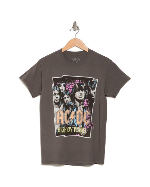 THE VINYL ICONS Gray Ac/dc Highway Graphic T-shirt