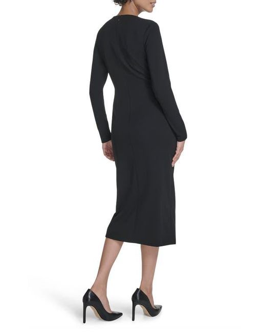 Calvin Klein Black Knot Waist Midi Sheath Dress