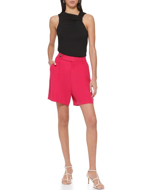 DKNY Red Frosted Twill Shorts