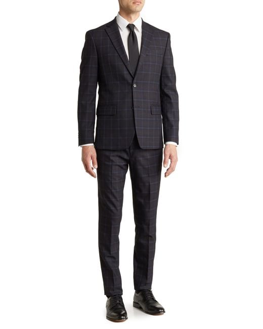 Ben Sherman Black Brisbane Windowpane Suit for men