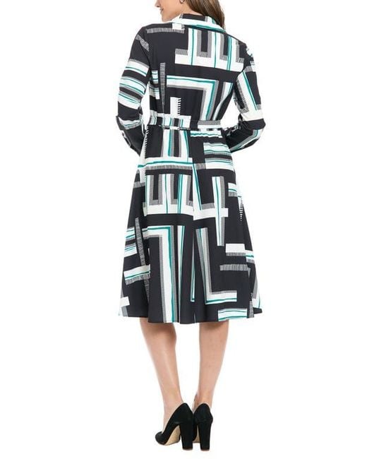 London Times Multicolor Long Sleeve Shirtdress
