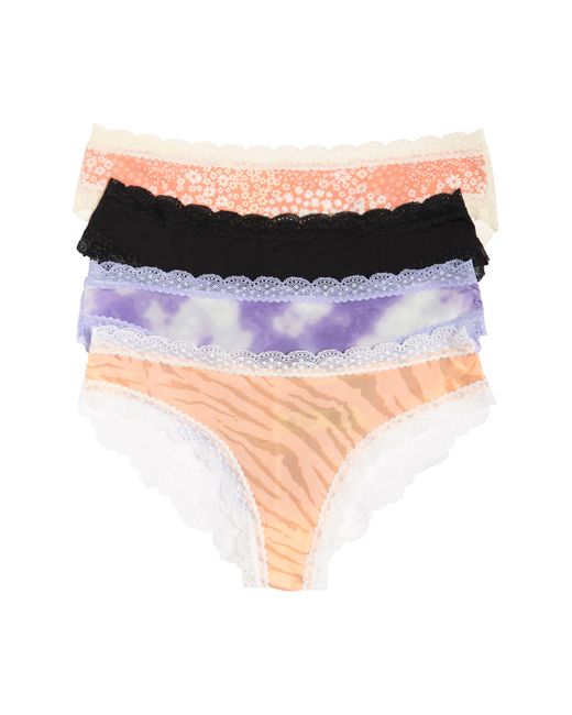 Honeydew Intimates Multicolor 4-pack Lace Hipster Thongs