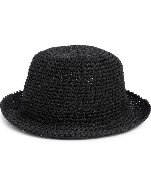 Kate Spade Black Straw Cloche