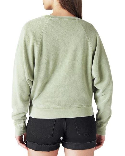Lucky Brand Green Raglan Waffle Top