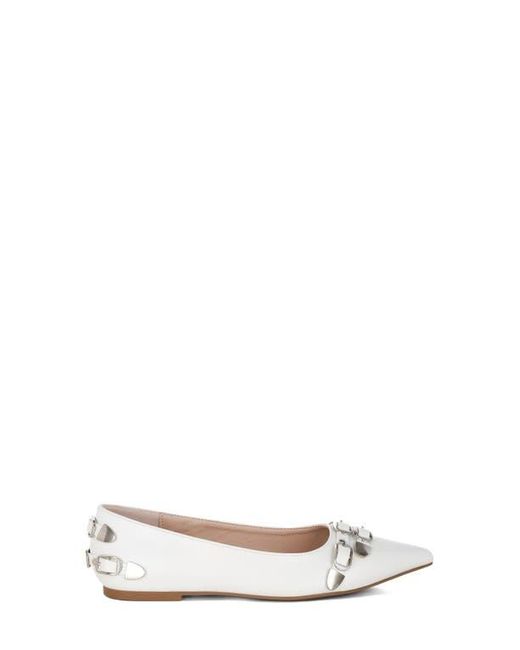 LONDON RAG White Golini Buckle Ballet Flat