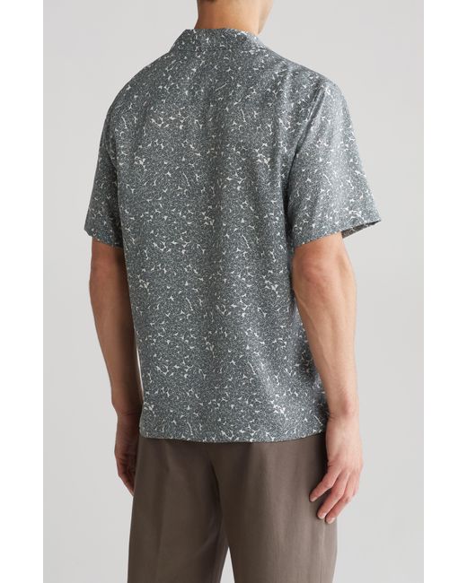 Theory Gray Noll Floral Short Sleeve Button-up Camp Shirt for men