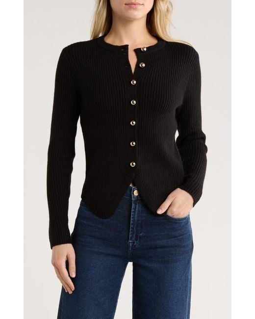 Elodie Bruno Black Cutaway Rib Cardigan