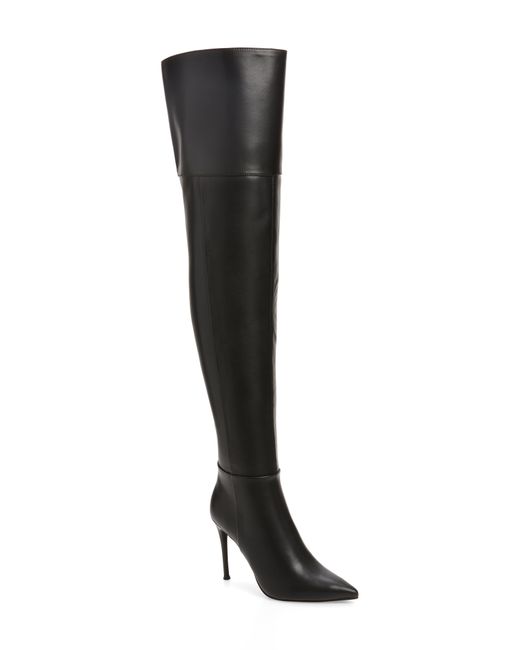 Jeffrey Campbell Black Pillar Pointed Toe Over The Knee Boot
