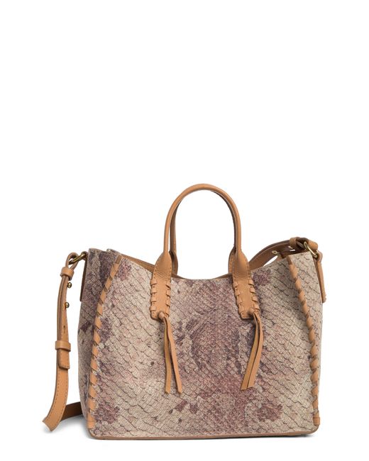 Lucky Brand Rysa Snake Print Satchel Bag in Brown | Lyst
