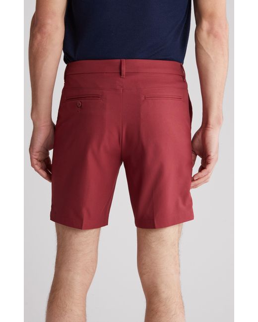 Original Penguin Red Solid Flat Front Golf Shorts for men