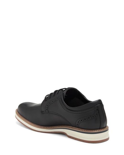 Gordon Rush Black Burnished Plain-Toe Derby Shoes for men