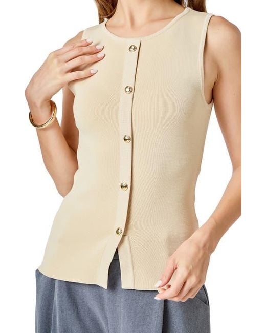 Endless Rose Natural Knit Button-Up Vest
