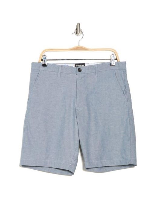 Scotch & Soda Blue Flat Front Stretch Cotton Shorts for men