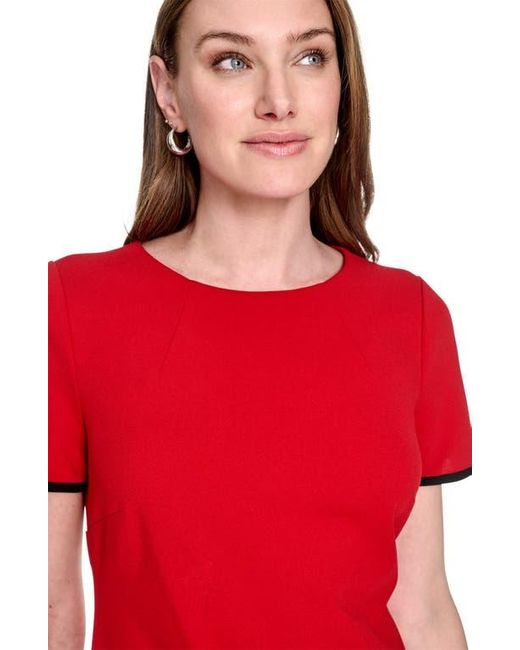 Tommy Hilfiger Red Short Sleeve Scuba Crepe Contrast Trim Dress