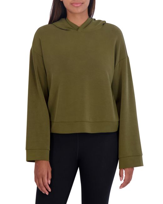SAGE Collective Green Relaxed Wide Sleeve Crop Hoodie