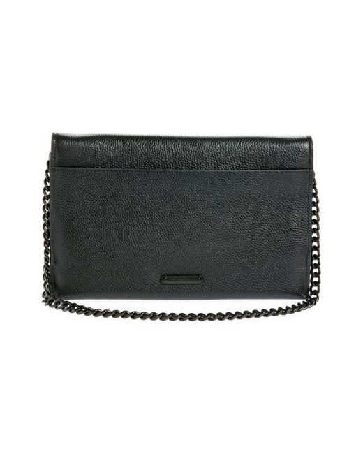 Rebecca Minkoff Black Lou Flap Pebbled Leather Clutch