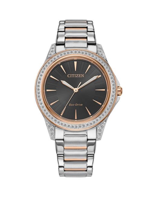 Citizen Eco Drive Crystal Accent Stainless Steel Bracelet Watch 34Mm in Metallic Lyst