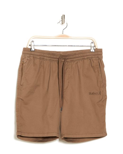 Hurley Brown Stretch Cotton Twill Shorts for men