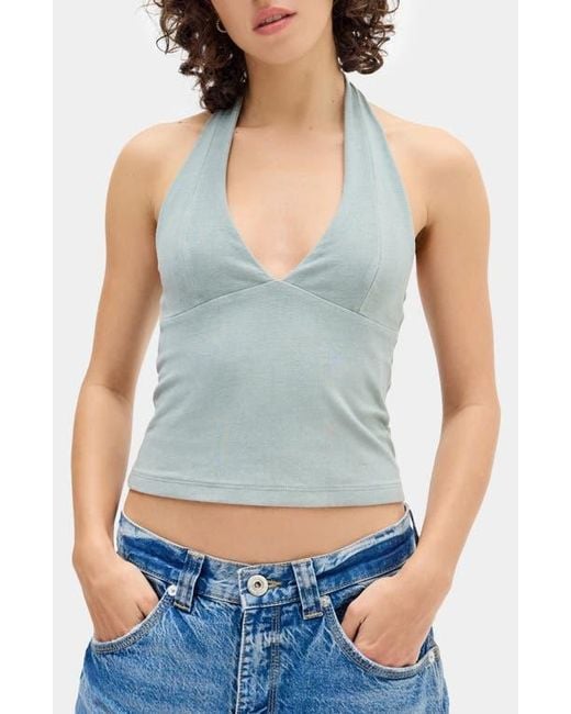 BDG Blue Jersey Halter Top