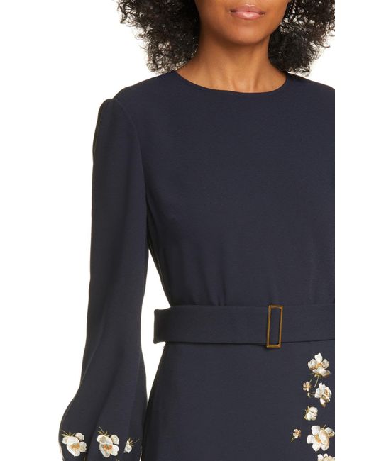 Ted Baker Pearl Floral Long Sleeve Dress in Blue | Lyst