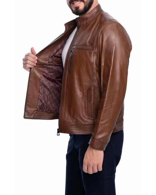 VELLAPAIS Brown Lisbon Leather Jacket for men