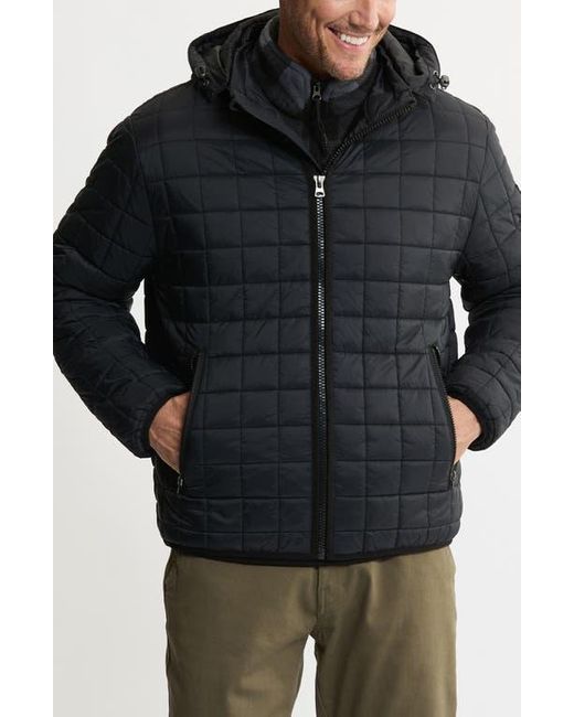 Jachs New York Black Hooded Quilted Puffer Jacket for men
