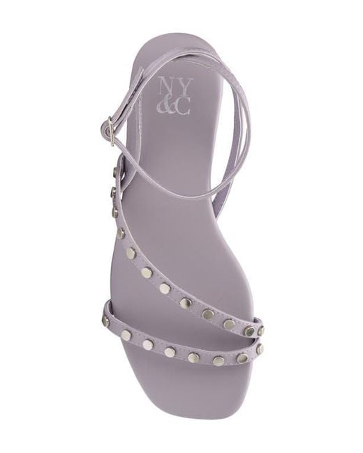 New York & Company White Farra Studded Ankle Strap Sandal