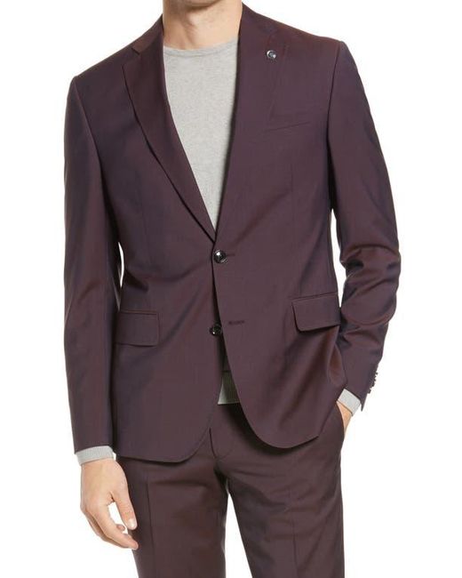 Ted Baker Red Roger Extra Trim Fit Solid Wool Suit for men