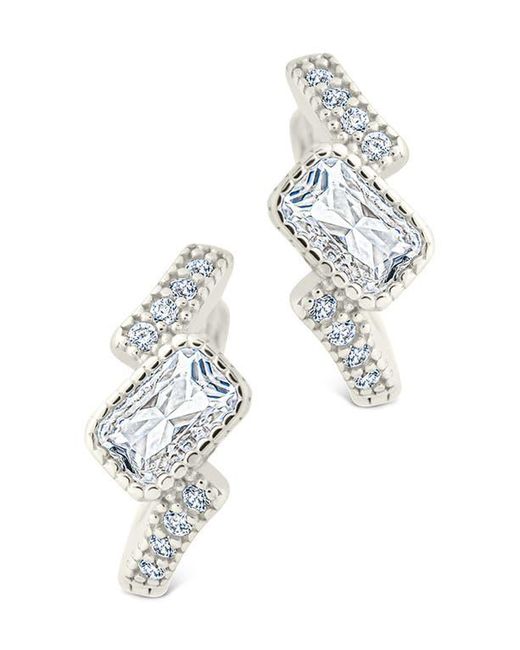 Sterling Forever White Maevyn Cubic Zirconia Huggie Hoop Earrings