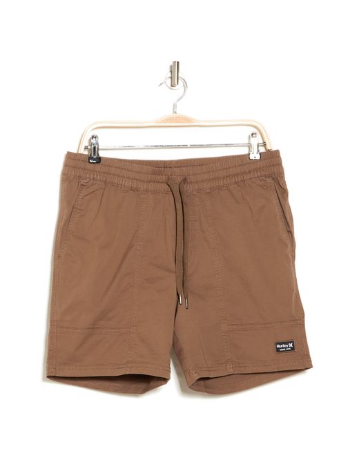 Hurley Brown Itinerary Stretch Cotton Shorts for men