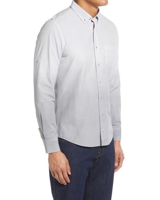 Stone Rose Gray Long Sleeve Stretch Button-Down Shirt for men