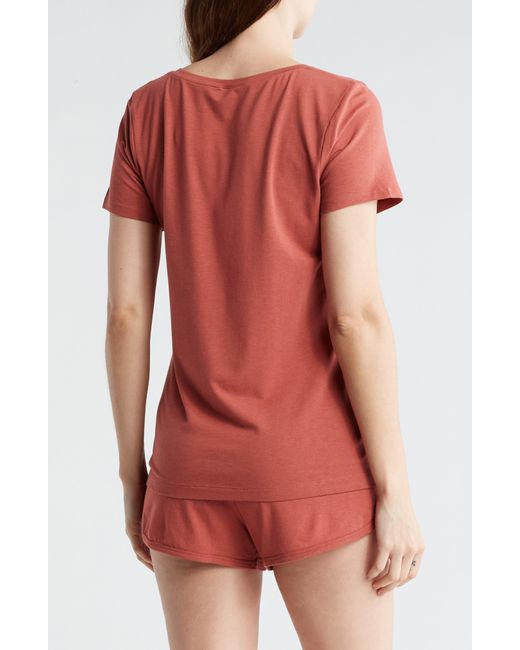 Calvin Klein Red V-neck T-shirt & Shorts 2-piece Pajama Set