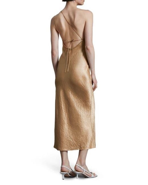 & Other Stories Brown One-Shoulder Satin Slipdress