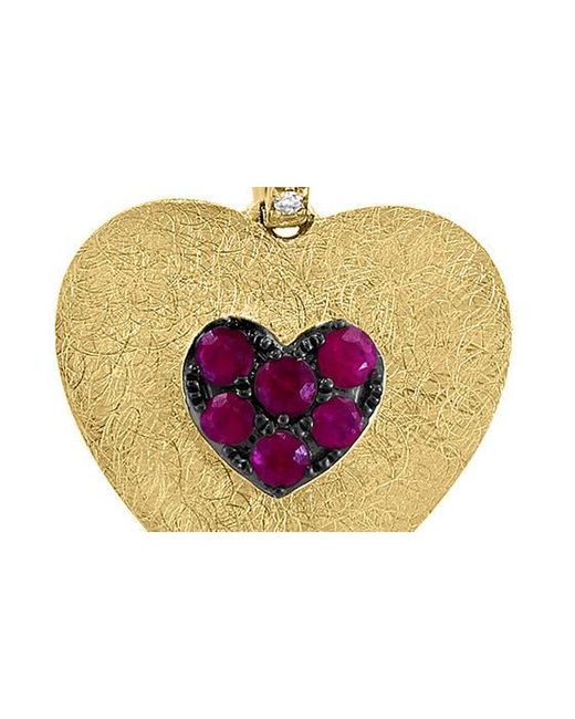 Effy Metallic 14k Gold Diamond & Ruby Heart Pendant Necklace