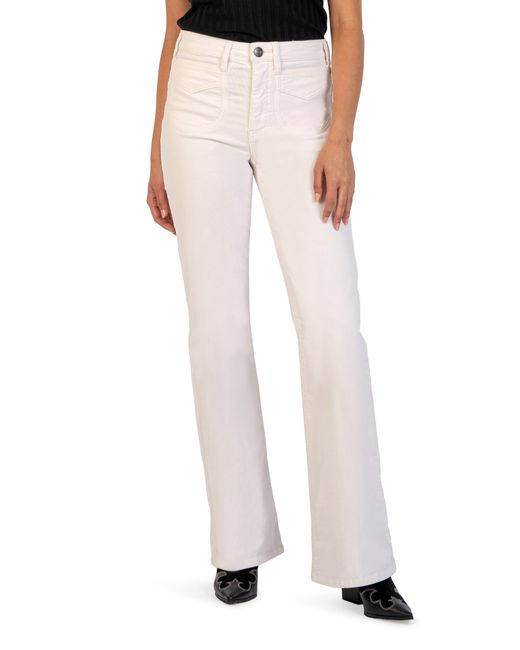 Kut From The Kloth White Ana Patch Pocket High Waist Flare Corduroy Pants