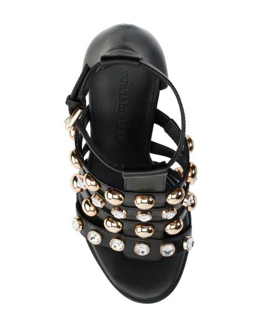 Karl Lagerfeld Black Brexton Studded T-Strap Sandal