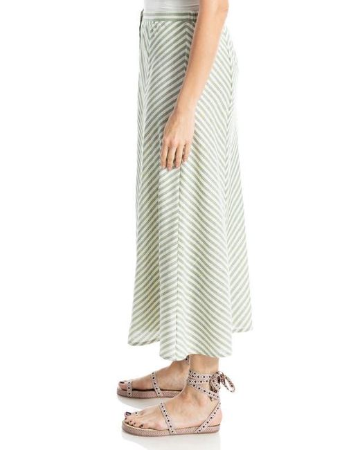 Max Studio Green Yarn Dyed Button Front Maxi Skirt