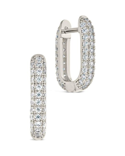 Sterling Forever White Mara Cubic Zirconia Hoop Earrings